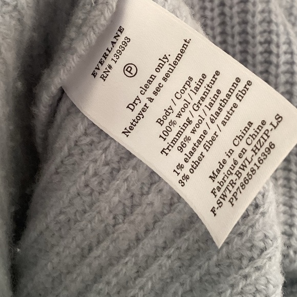 Everlane Wool Half-Zip Sweater Light Powder Cloud Blue Pastel - Picture 4 of 4